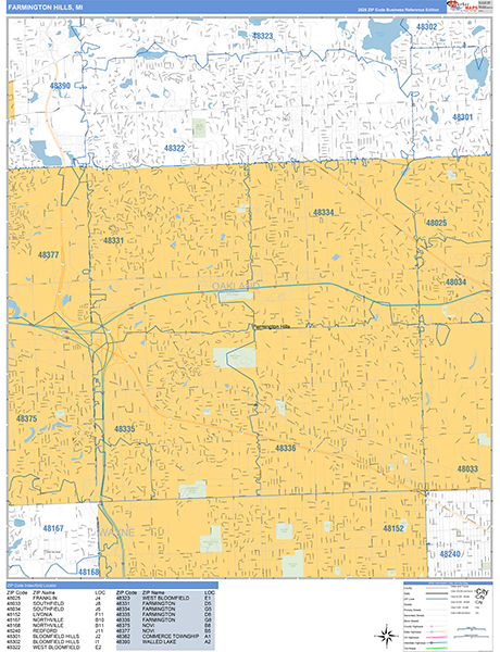 Farmington Hills Wall Map